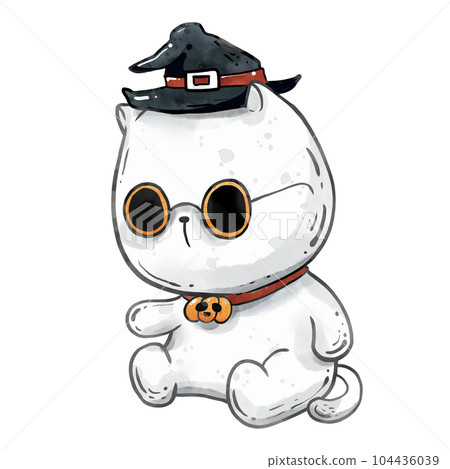 white cat on halloween white cat on halloween 104436039