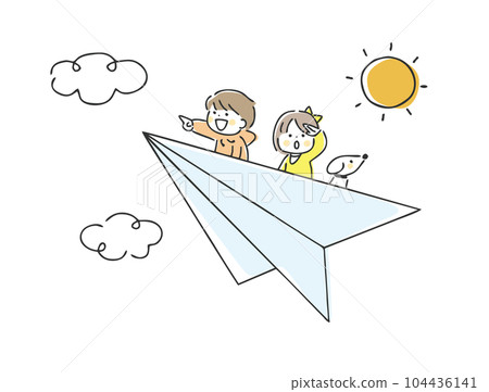 child on a paper plane 104436141