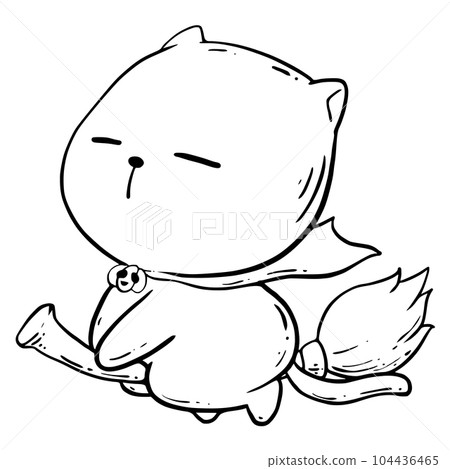 Line drawing of a provocative cat on Halloween Line drawing of a provocative cat on Halloween 104436465