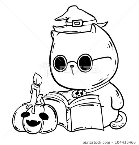 Line drawing of a provocative cat on Halloween Line drawing of a provocative cat on Halloween 104436466