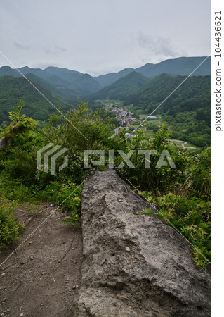 Landscape seen from the top of Yamadera, vertical composition Landscape seen from the top of Yamadera, vertical composition 104436621