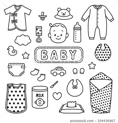 Baby baby icon set simple monochrome 104436867