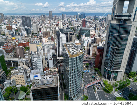 Osaka in early summer Urban scenery seen from the top floor of the 3rd building in front of the station Osaka in early summer Urban scenery seen from the top floor of the 3rd building in front of the station 104436943