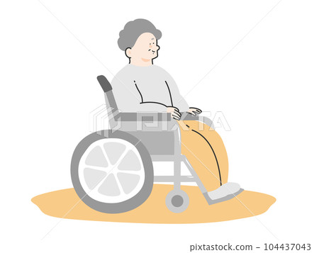 Senior men on a wheelchair Senior men on a wheelchair 104437043