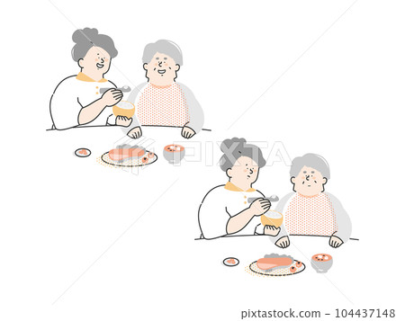 Nursing staff and senior man Meal assistance Nursing staff and senior man Meal assistance 104437148