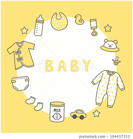 Baby baby icon set frame yellow 104437153