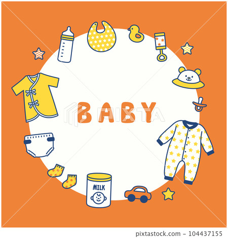 Baby baby icon set frame orange 104437155