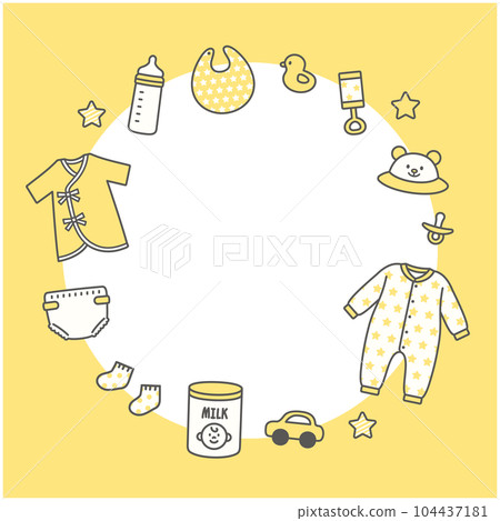 Baby baby icon set frame yellow 104437181