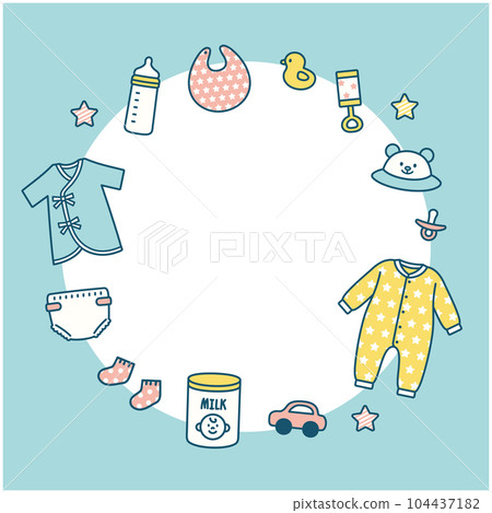 嬰兒嬰兒圖標設置框架淺藍色 嬰兒嬰兒圖標設置框架淺藍色 104437182