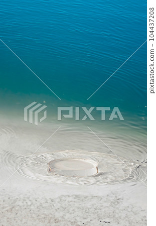 Empty glass circle podium Empty glass circle podium 104437208