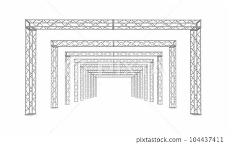 連續桁架拱的 3d 渲染 連續桁架拱的 3d 渲染 104437411