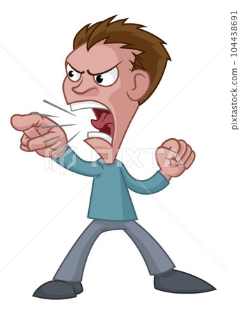 Angry Stressed Man or Bully Cartoon Shouting Angry Stressed Man or Bully Cartoon Shouting 104438691