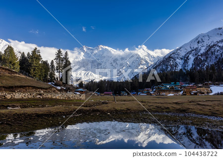 Nanga Parbat is the ninth highest mountain in the world at 8,126 meters, from Fairy Meadows,Gilgit-Baltistan, Pakistan, 104438722