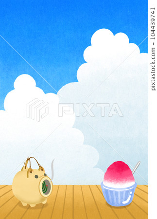 Summer illustration material porch and shaved ice, mosquito coil 104439741
