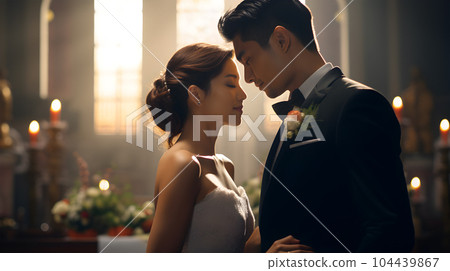 夫婦在教堂結婚[AI生成的圖像] 104439867