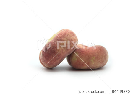Closeup of flat peaches on white background Closeup of flat peaches on white background 104439870
