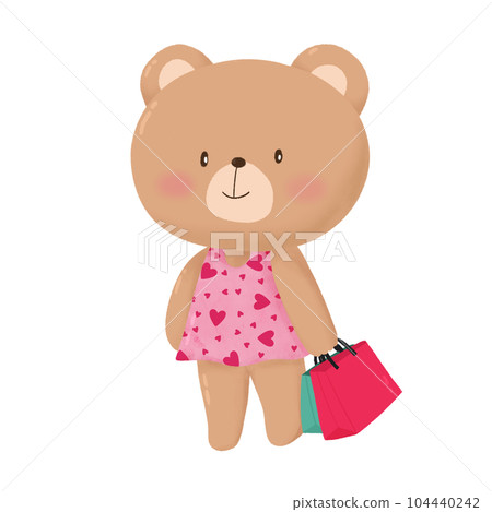 shopping with teddy bear shopping with teddy bear 104440242