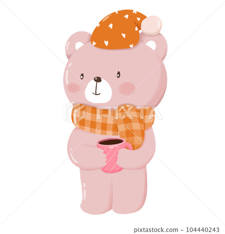 cartoon teddy bear winter 104440243