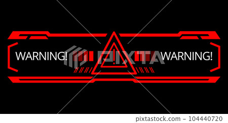 Hud danger alert. Attention vector red interface sign, warning or caution UI. Tech or digital cyber frame. System failure or danger zone 104440720