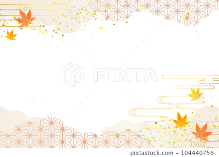 Autumn leaves Japanese pattern gold luxury cloud background Respect for the Aged Day year-end gift 104440756