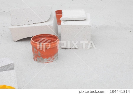Outlets for sewerage on a concrete floor. Outlets for sewerage on a concrete floor. 104441814