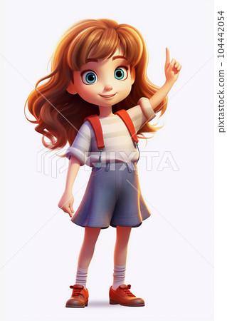 Cute Girl Happy Cartoon Character 104442054