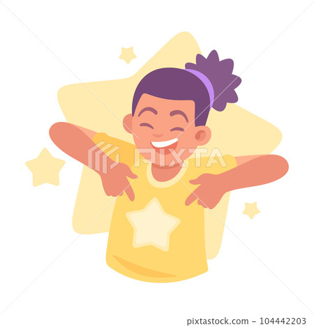 Ego with Self Confident Girl Character Satisfied with Her Appearance Vector Illustration 104442203