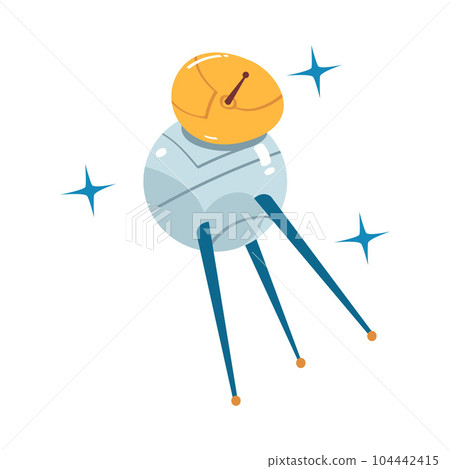 Satellite Object Flying in Outer Space Vector Illustration Satellite Object Flying in Outer Space Vector Illustration 104442415