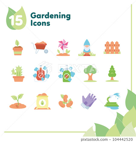 Set of different colored gardening icons Vector Set of different colored gardening icons Vector 104442520