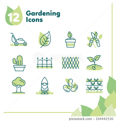 Set of different colored gardening icons Vector Set of different colored gardening icons Vector 104442530