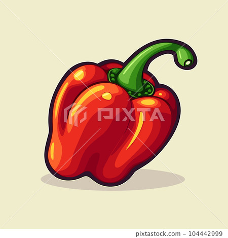 Bell pepper hand-drawn illustration. Bell pepper. Vector doodle style cartoon illustration Bell pepper hand-drawn illustration. Bell pepper. Vector doodle style cartoon illustration 104442999