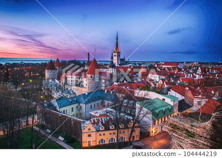 Tallinn view at sunset 104444219