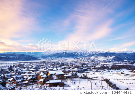 [AI image] Townscape of my hometown covered in snow, image 104444481