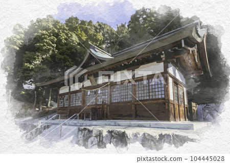Watercolor-style Kibitsu Shrine, Ebisu Shrine, Okayama City, Okayama Prefecture 104445028