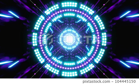 Symmetrical Bright Neon Light Art Tunnel Background Symmetrical Bright Neon Light Art Tunnel Background 104445150