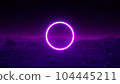 Glowing Purple Circle Light on the Purple Foggy Planet 3D Rendering 104445211