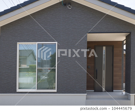 Image of new construction, new housing, entrance and bay window 104445679