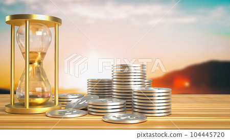The sand clock and coins for business concept 3d rendering The sand clock and coins for business concept 3d rendering 104445720