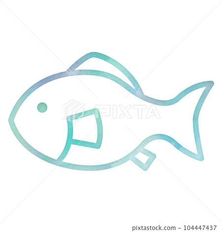 Fish, sea bathing, clam digging, playing in the water, summer vacation, summer, watercolor touch, design icon, gentle, ecology, symbol 104447437