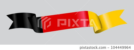 3D Flag of Germany on ribbon. 104449964