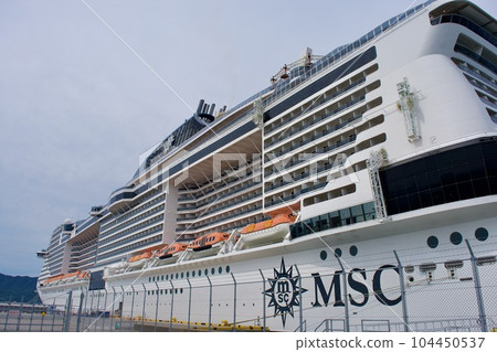 Luxury cruise ship MSC Bellissima anchored at Sakaiminato port 104450537