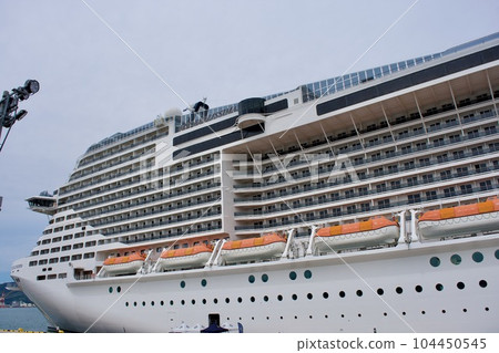Luxury cruise ship MSC Bellissima anchored at Sakaiminato port Luxury cruise ship MSC Bellissima anchored at Sakaiminato port 104450545