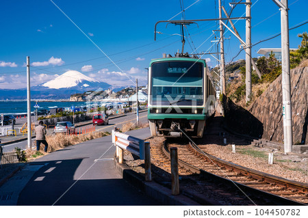 "Kanagawa Prefecture" Enoden and Mt. Fuji / Shonan coast scenery "Kanagawa Prefecture" Enoden and Mt. Fuji / Shonan coast scenery 104450782