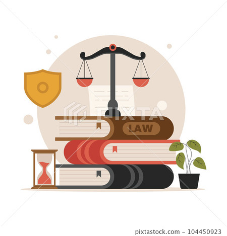 Law and justice concept, flat illustration vector. Illustration for website, landing page, mobile app, poster and banner. Trendy flat vector illustration 104450923