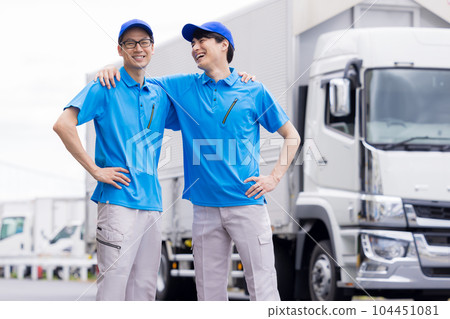 Driver standing in front of the truck Driver standing in front of the truck 104451081
