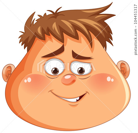 Overweight Man Head with Sneer Face 104451317