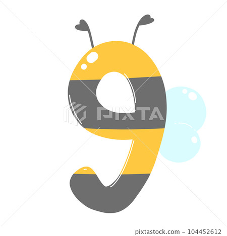 Buzzing with Cuteness: Hand-drawn Bee Lettering Illustration 104452612