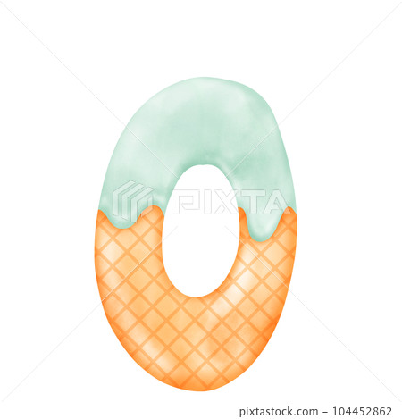 Numberic alphabet illustration watercolor ice cream. 104452862