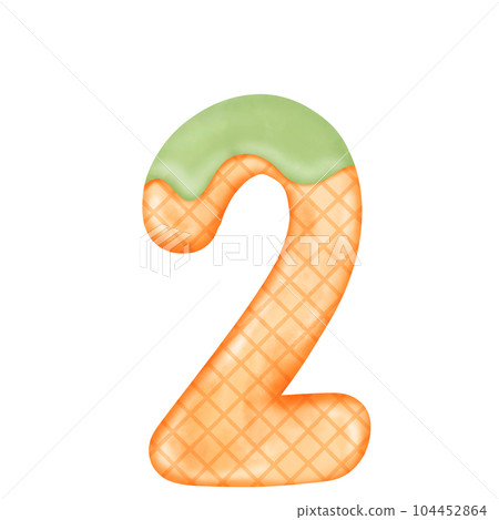 Numberic alphabet illustration watercolor ice cream. 104452864