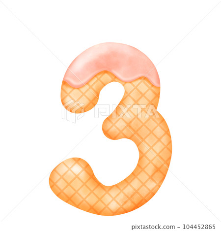 Numberic alphabet illustration watercolor ice cream. 104452865